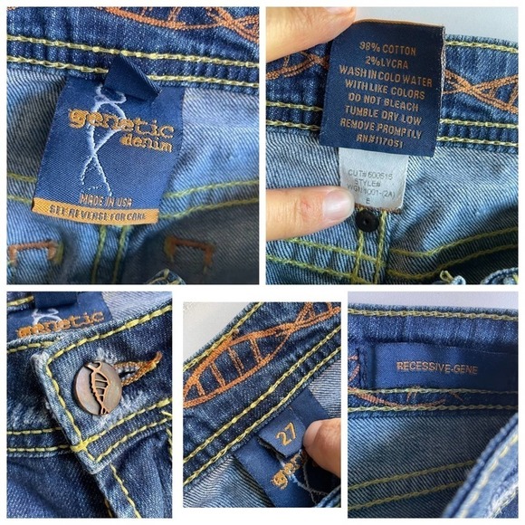Genetic Denim Recessive Gene Jeans Blue Size 27 Flare Distressed Vintage rare - Picture 5 of 9